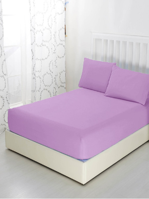 Простыня трикотажная на резинке сиреневый